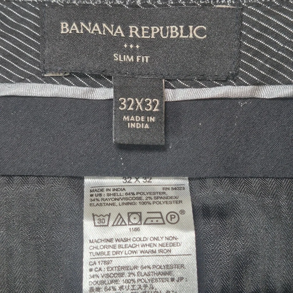 Banana Republic Dress Pants Mens 32x32 Gray Glen Plaid Slim Fit Trousers